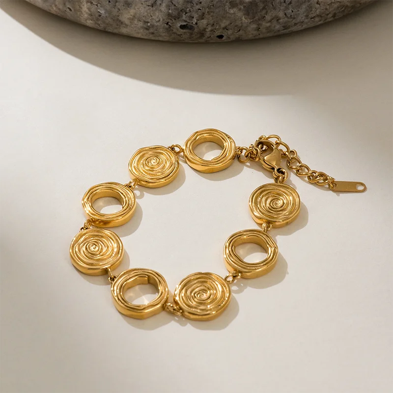 Circle Thread statement Necklace Stainless Steel necklaces for women Vintage chunky stainless steel jewelry Tarnish Free