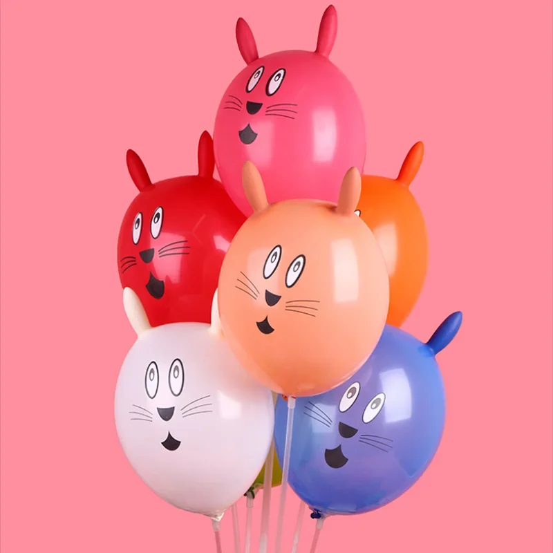 10pcs Long Ear Bunny Head Balloon Holiday Party Decoration - Image 4