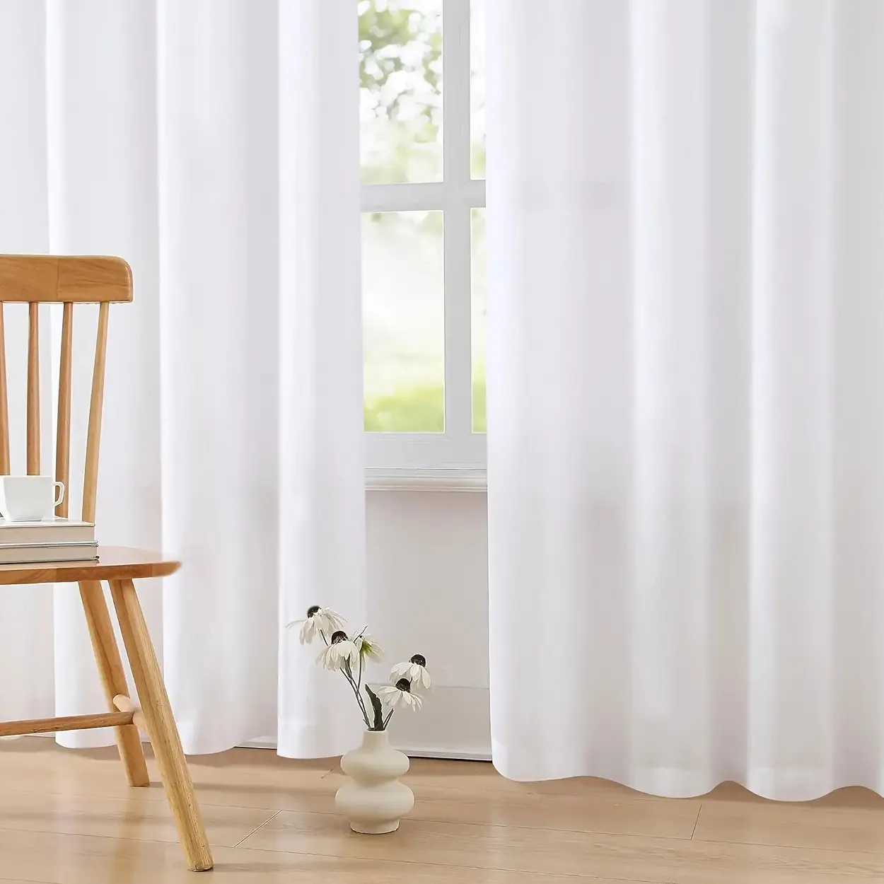 

2 White Transparent Curtain Panels, Crown Yarn, Scratch-resistant And Hook-resistant, Easy-to-hang Rod Pocket Design, Suitable For Decorating Living Rooms, Bedrooms, Balconies, Or Study Rooms, Patio Door
