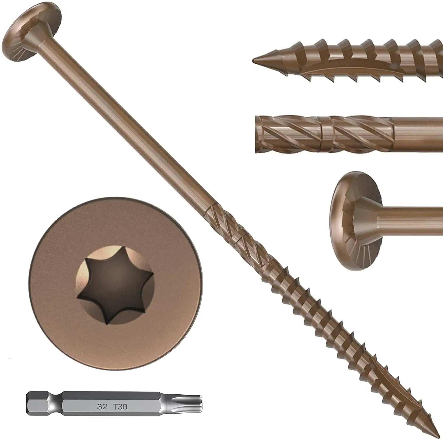 

Wood Screws #14 x 10 Inch, 54Pcs Structural Deck Screws with Upgraded Thread, Heavy Duty Construction Lag Screws, Rust Resistant