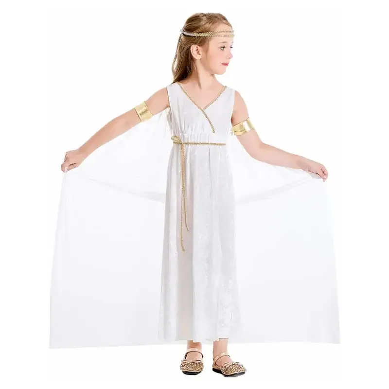 

2025 22 Wholesale Greek Goddess Cosplay Child Girls Role Play Stage Costume Kids Roleplay Outfits Children Fantasy Party Clothes