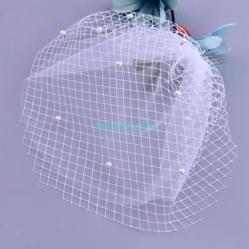 E15E حجاب الزفاف مع مشط الشعر الخرز اللؤلؤ شير تول الحجاب للحدث موضوع وحفلات الزفاف التصوير رئيس التبعي #4