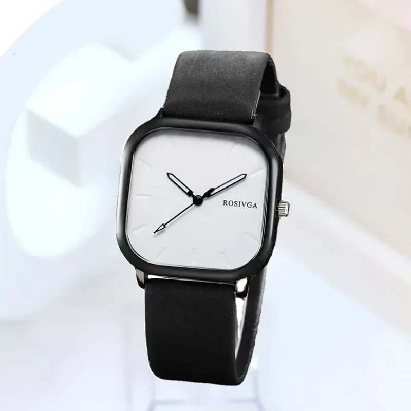 New Fashionable Men Business Watch Simple Small Square Dial PU Leather Quartz Wristwatch for Men  Luxurious Clock for Women