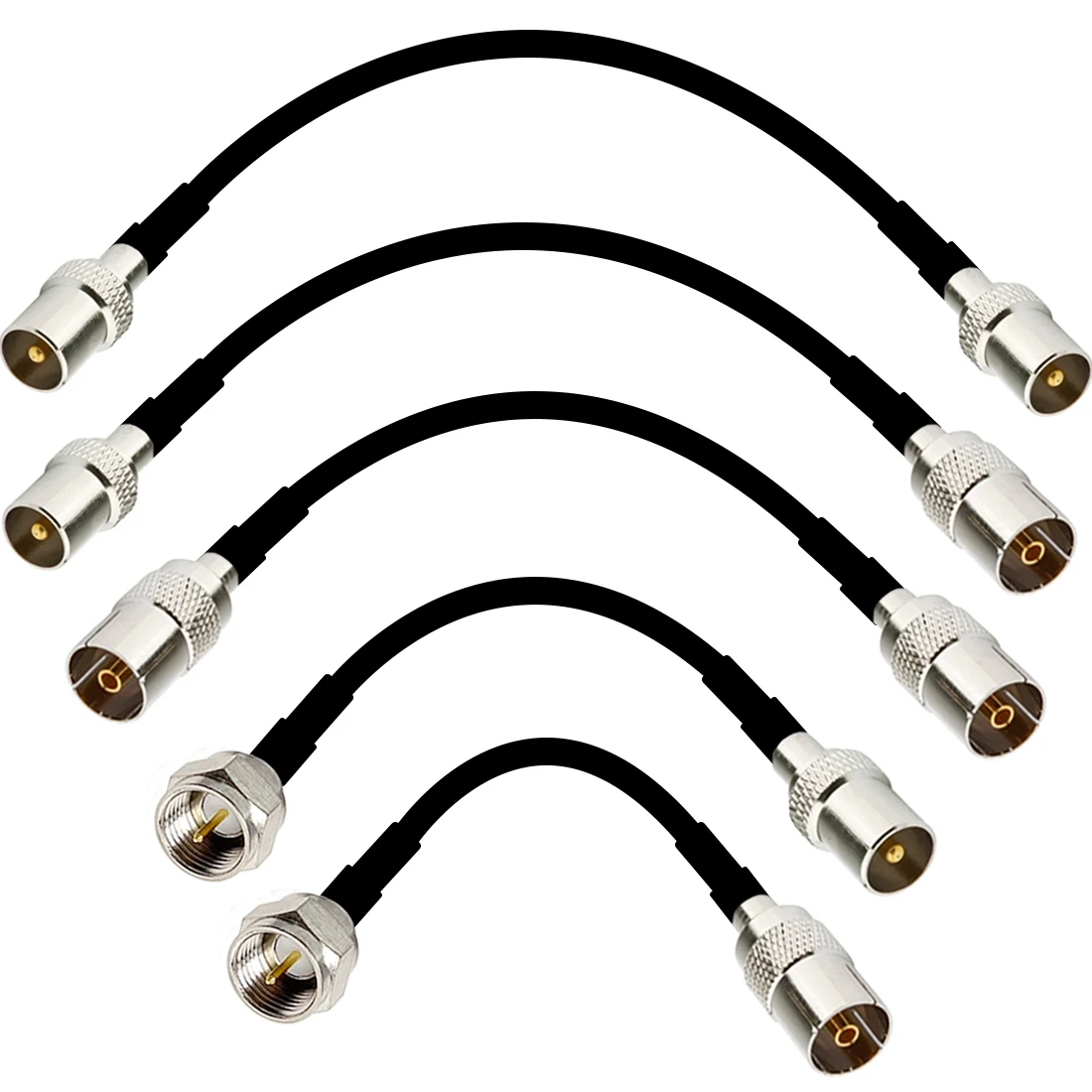 Rg174 Kabel Iec Pal Dvb-T Tv Naar F Mannelijke Stekker & Vrouwelijke Jack Rf Jumper Pigtail Adapter 15Cm