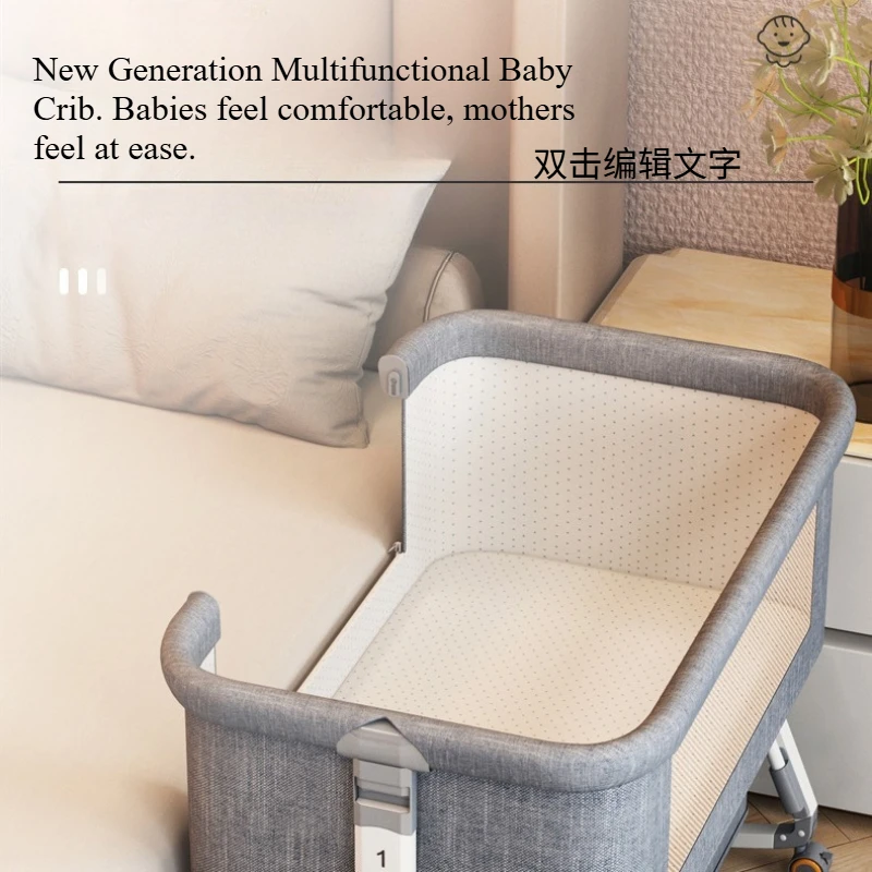 سرير أطفال محمول قابل للطي مع ناموسية ومرتبة إسفنجية الذاكرة وسلة تخزين سرير مقسم لحديثي الولادة #4