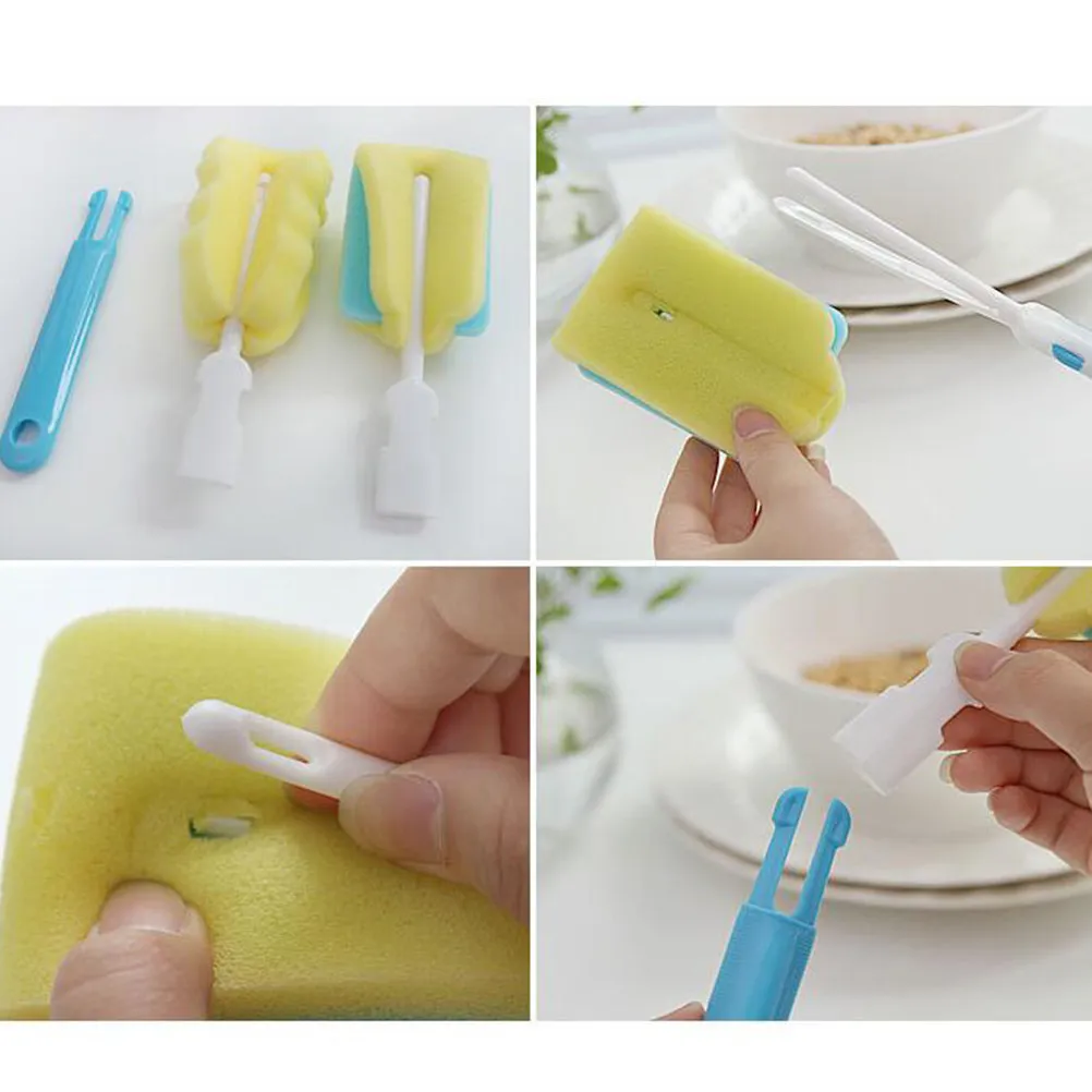 4Pcs Baby Bottle Cleaning Brush Set Soft Sponge Milk Feeding Cup Scrubber Baby Pump Parts Washing Brushes Effective