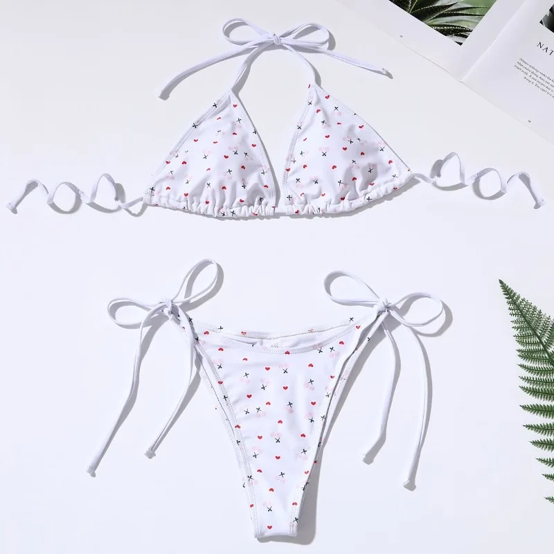 Sommer 2025, neue Sexy Einfarbig Bikini Set Frauen Mode Krawatte Seite Bademode Zwei Stück Outfit Strand Stil Hot Girl Badeanzug