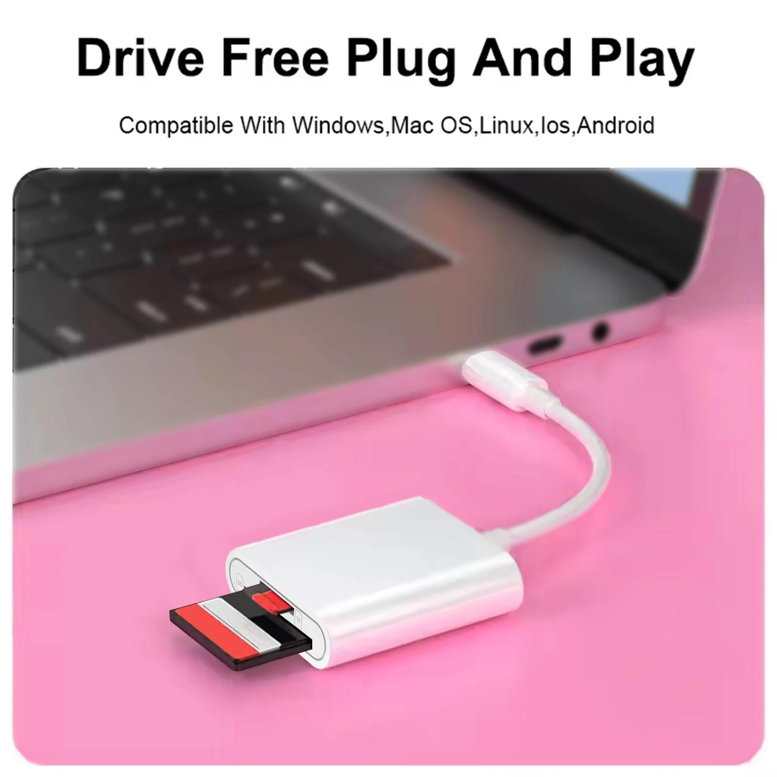 Ipad Pro, Macbook 및 기타 태블릿용 2 In 1 SD TF 카드 리더 메모리 어댑터.