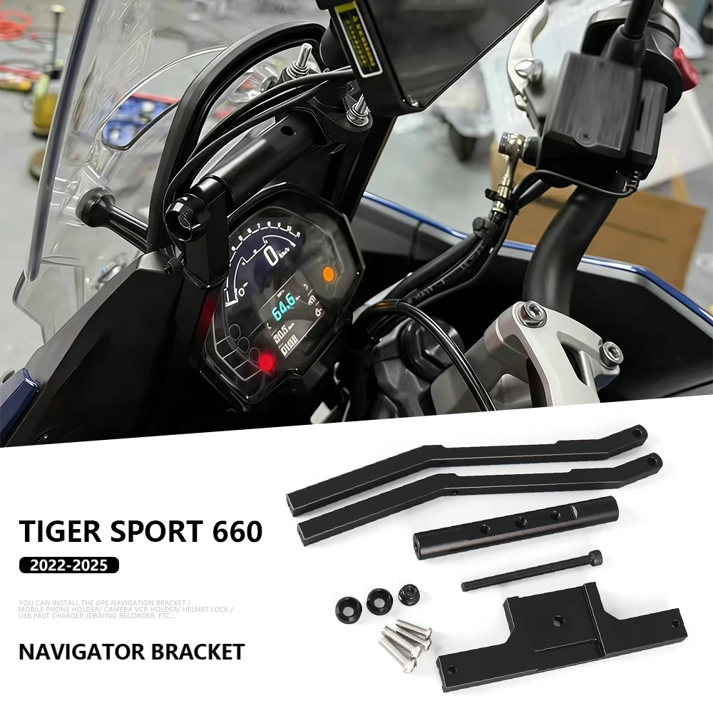 

Motorcycle Accessories GPS Navigator Mount Bracket Phone Holder Black New For Tiger Sport 660 2022 2023 2024 2025 CNC Bracket