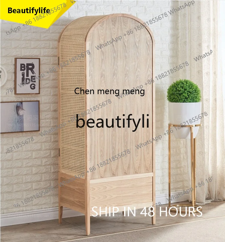 

A32 Американский шкаф из цельного дерева для спальни, шкаф для хранения из ротанга, простой современный шкаф в стиле ретро