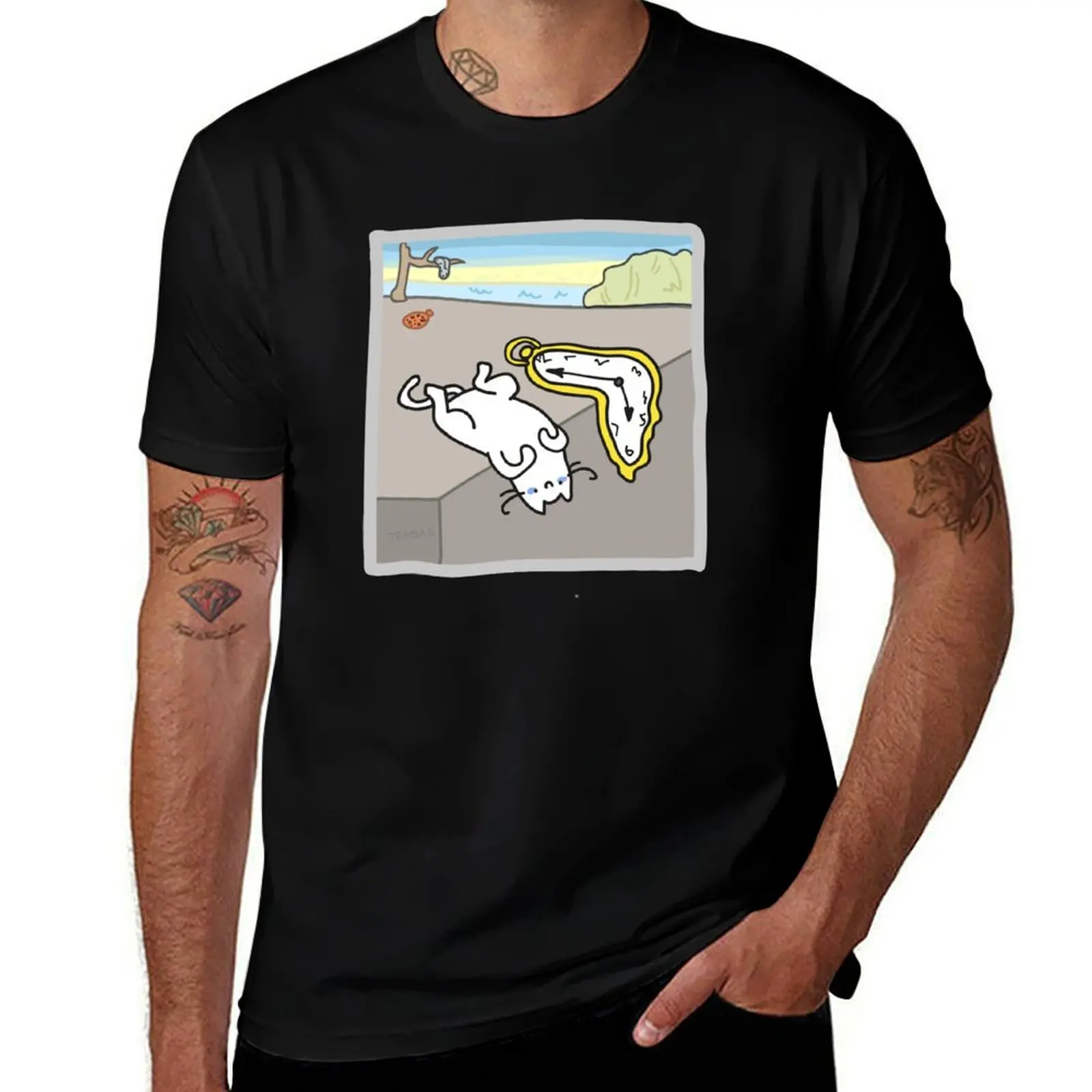 T-shirt à manches courtes avec imprimé « Persistence of Memory », décontracté et tendance