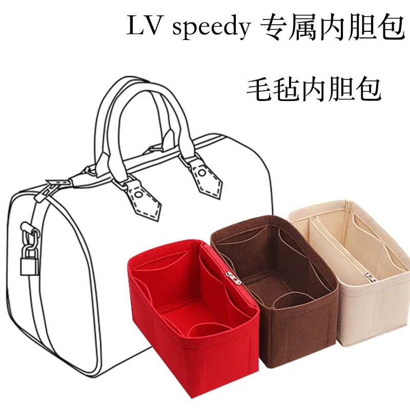Felt Insert Bag Organizer For LV Speedy 20 25 30 35 Flap Handbag Inner Bag Makeup Travel Purse Storage Tote Bag Accessories vip