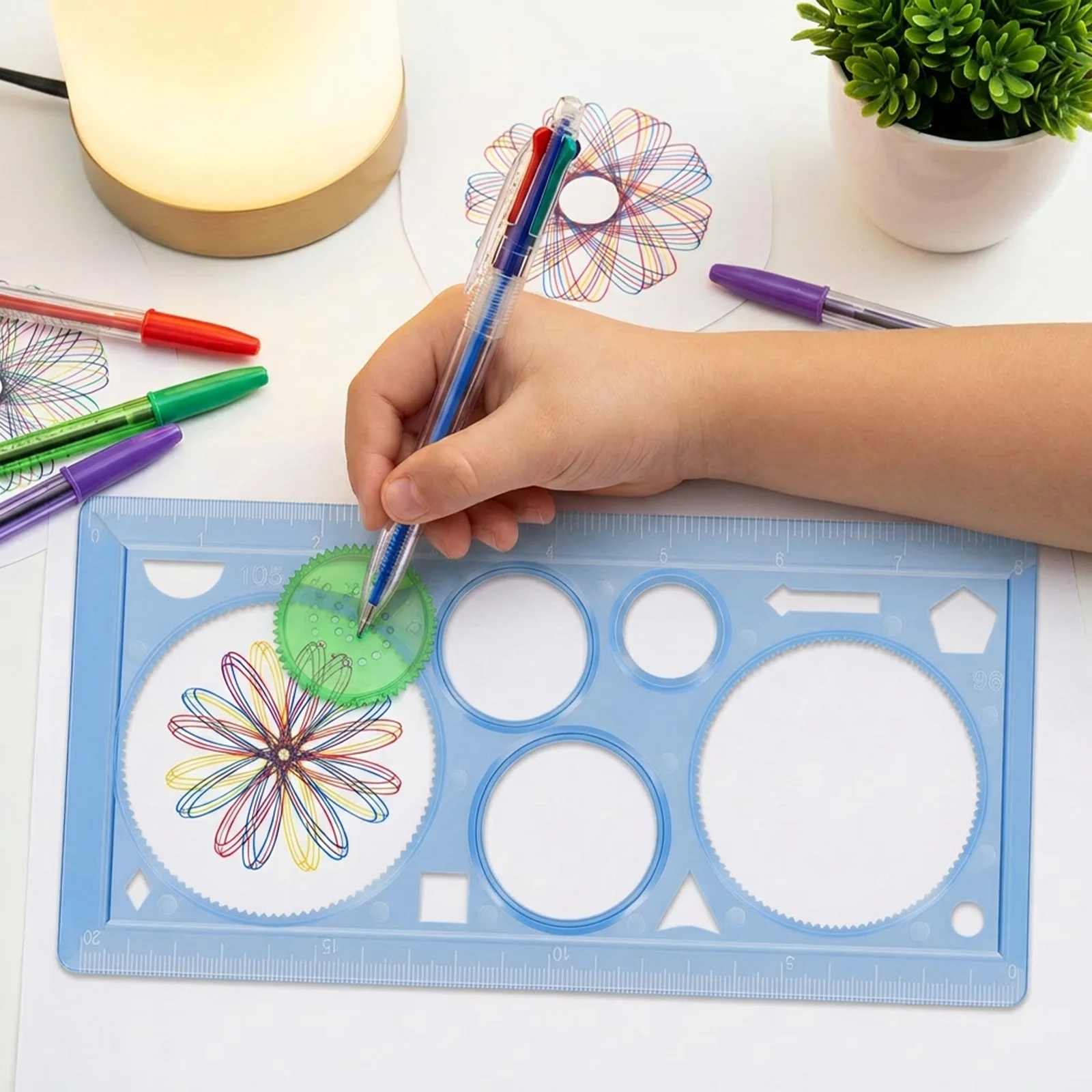 

Spiral Art Gear Geometric Drawing Ruler Plastic Multifunctional Spiral Curve Ruler for Adult Kid School Home Measuring Tools