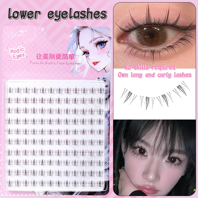 Yelix Soft Lower Lashes Natural False Eyelashes Cluster Lashes Under Eyelash Korean Makeup DIY Individual Manga Lash Clusters