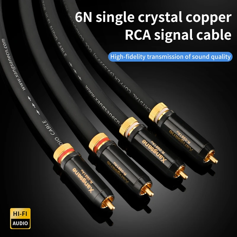 Сигнальный кабель RCA Lotus 6N, замороженный монокристаллический медный провод, позолоченный разъем RCA для подключения аудиооборудования