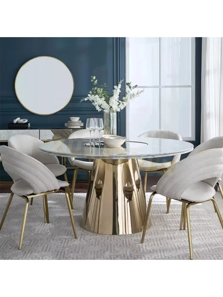 # Dining Table Set 4 Chairs Luxury Marble Round Dining Table Vanity Restaurant