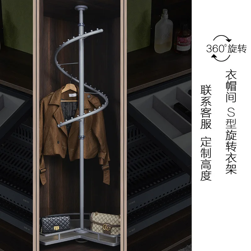 Wardrobe corner rotating rack 360 degree rotating hanger cloakroom pants rack pants pull basket rotating storage simple