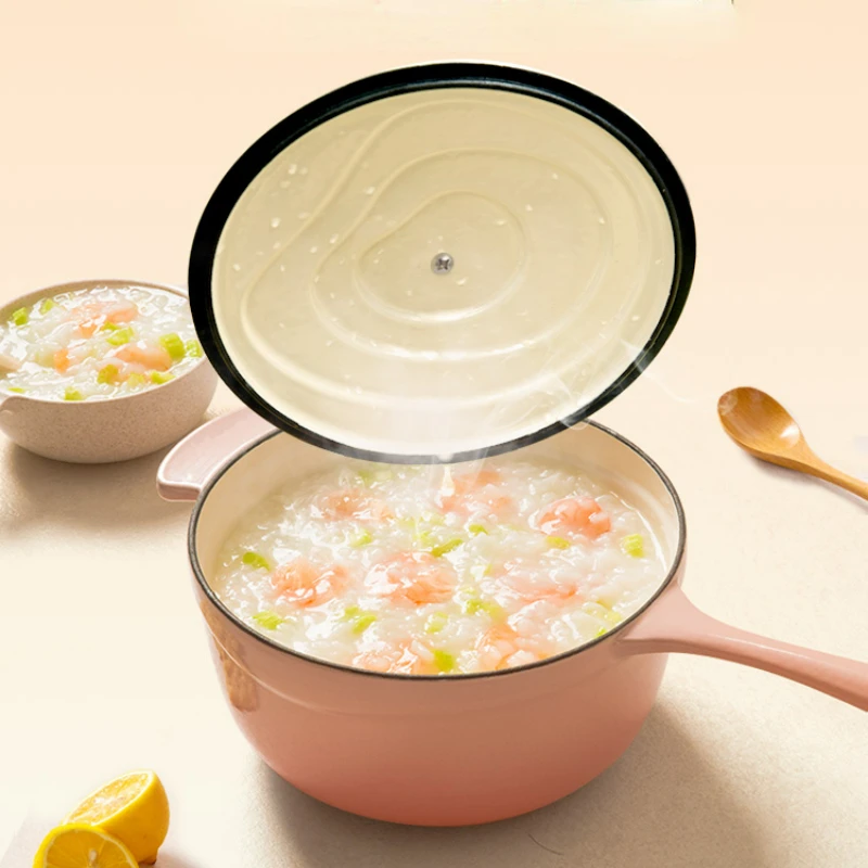 Single Handle Enamel Milk Pot Baby Supplementary Food Pan Multi-purpose Home Cast Iron Small Soup Pot Congee Cooking Pot