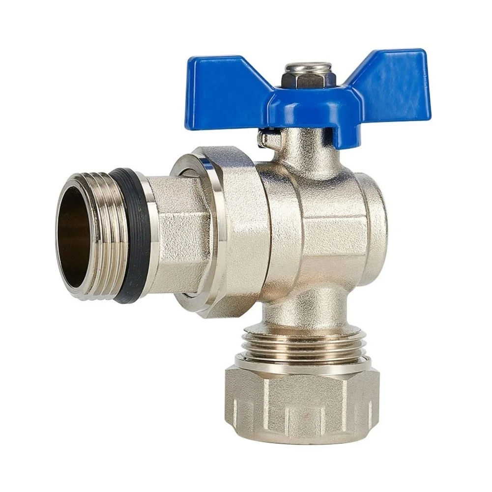 Full Bore Ball Valve Brass Angle Valve Blue Handle Brass Angle Valve Connection Union Fitting Solid Brass Construction