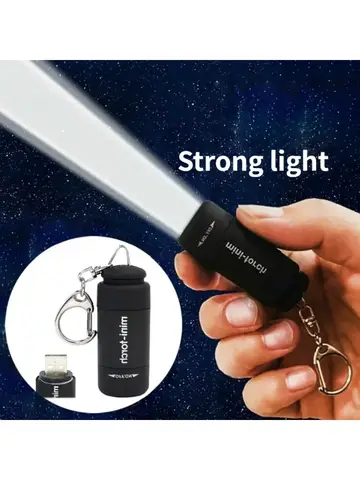 Pocket Keychain Flashlight Waterproof Outdoor Hiking Camping Mini FlashlightUSB Rechargeable LED Multifunctional Strong Light