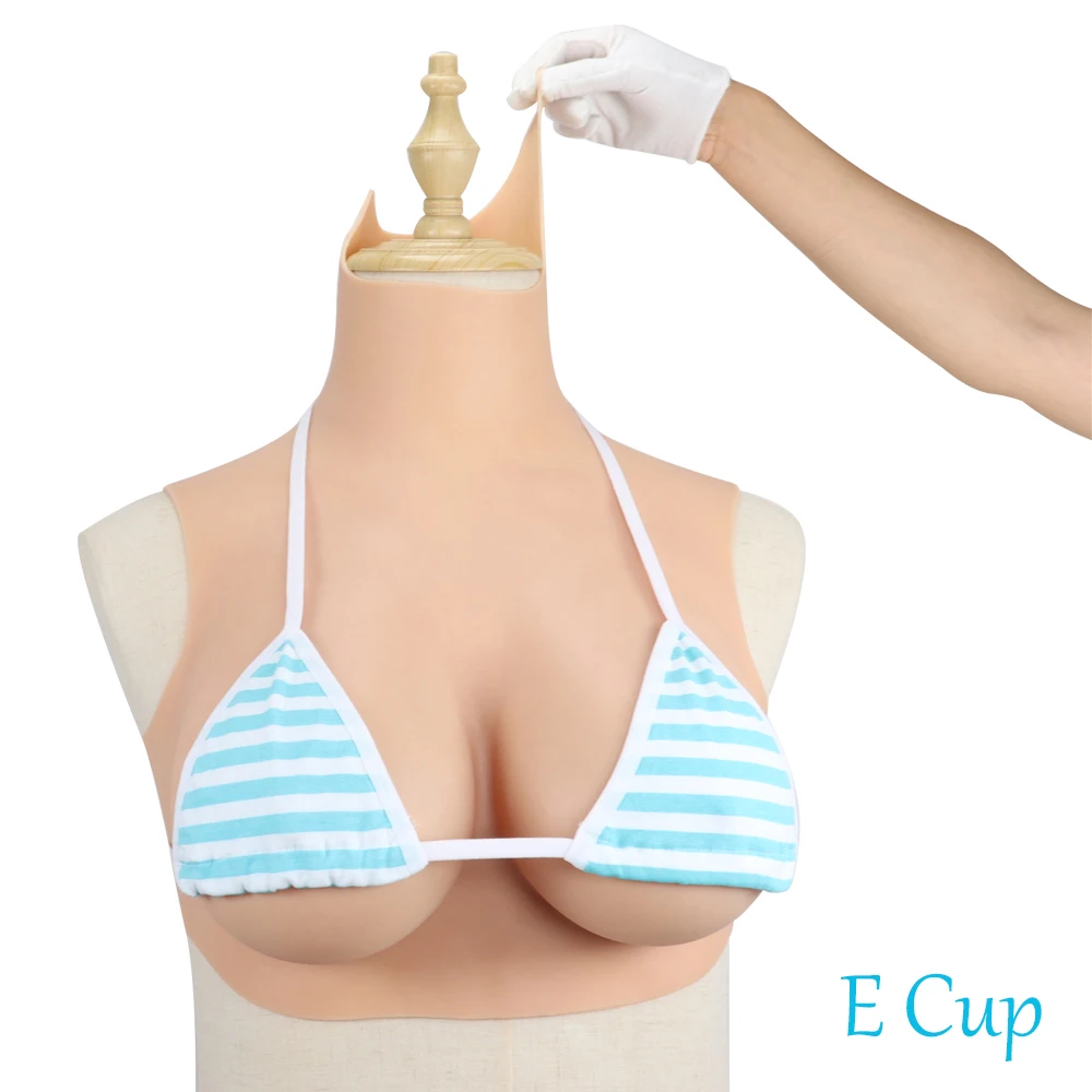 E Cup Real Crossdresser Fake Breasts Plate Silicone Artificial Boobs for Drag Queen Sissy Pussy Shemale Transgender Men's Costum