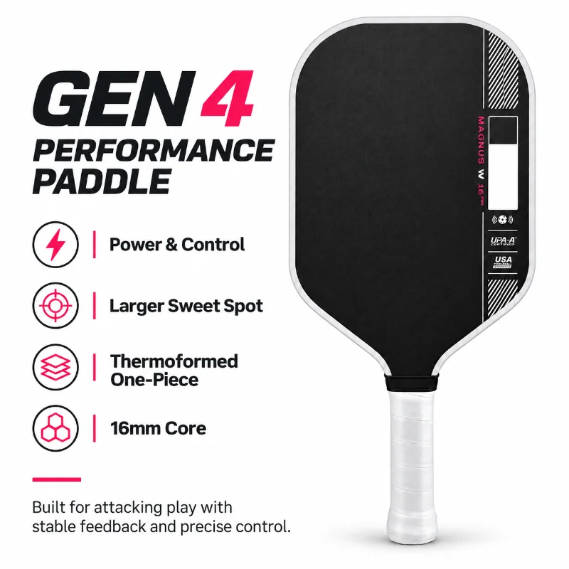 T700 Carbon Fiber Pickleball Paddle 5Gen Kinetic Frame, Polymer Core, Non-Slip Grip, Power Spin Control, Shock Absorption