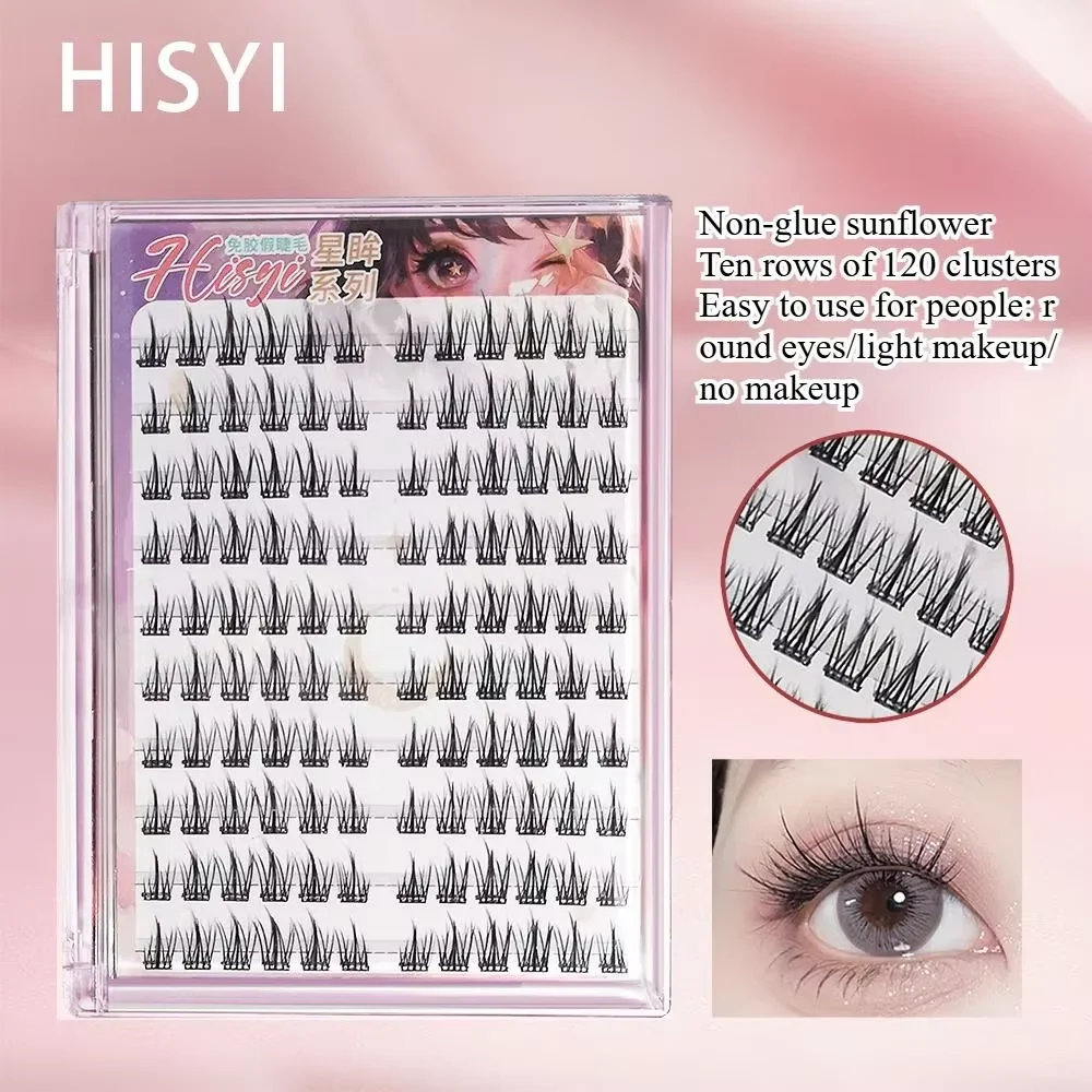 HISYI glue-free false eyelashes segmented extension single cluster natural comic eyelashes image 4