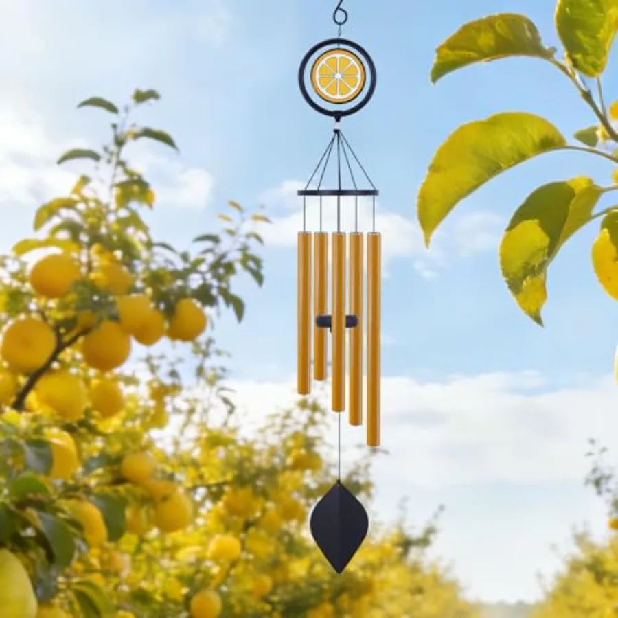 

Orange Gifts for Women Men, Orange Decor Wind Chimes for Outside, Glass Wind Chimes for Outdoor, Patio, Garden Hanging Decor, C