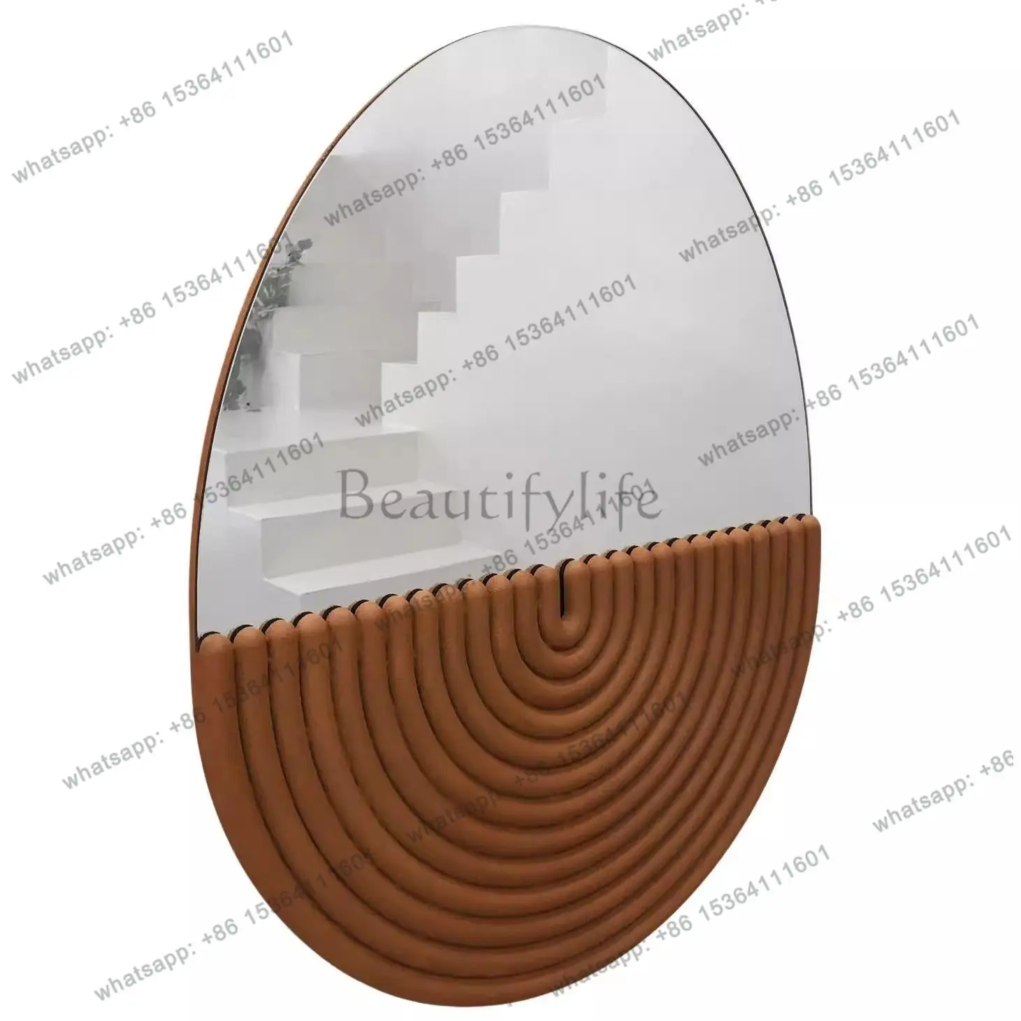 Creative semi-circle decorative mirror, living room hallway, entrance art, makeup mirror