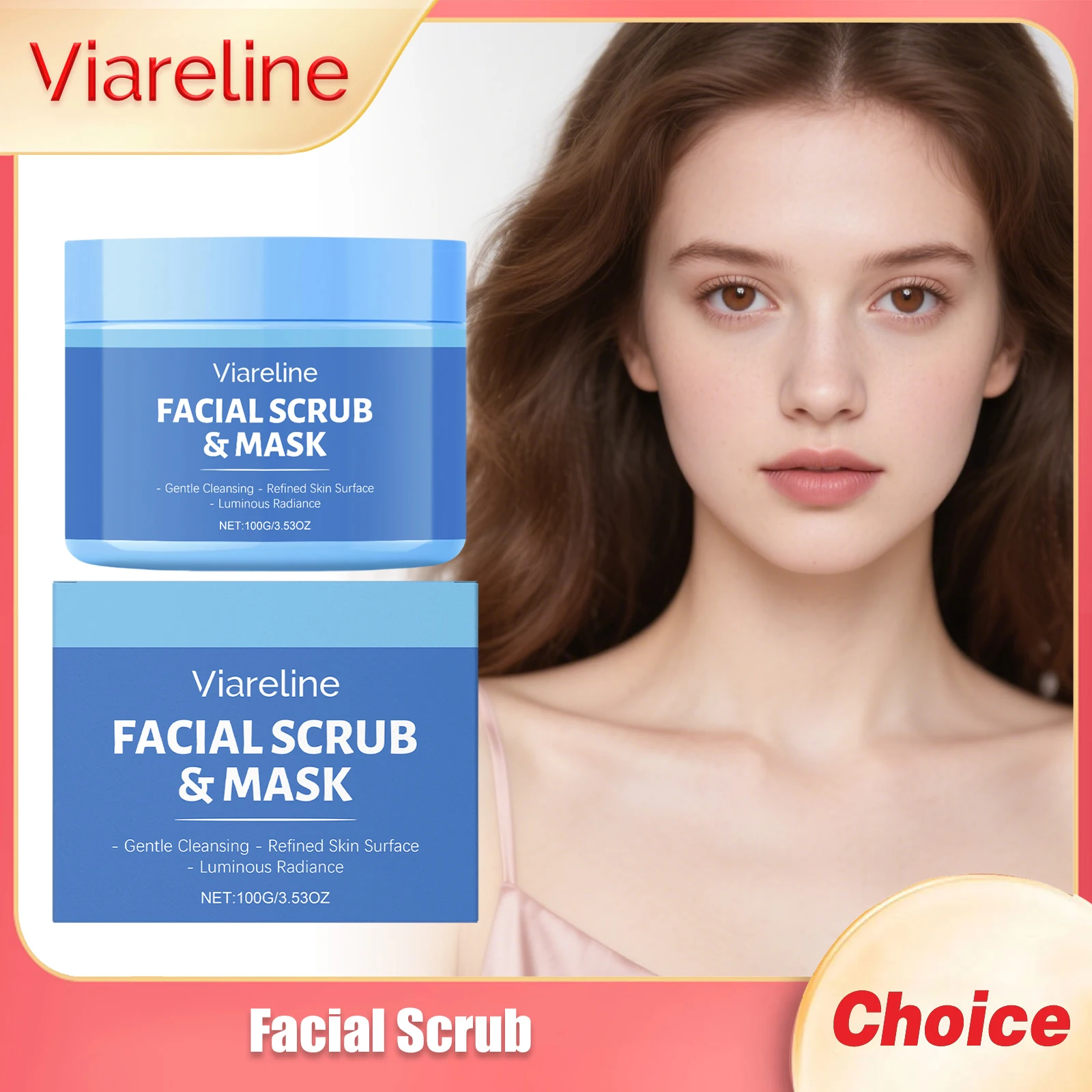 

VIARELINE Facial Exfoliating Scrub Deeply Cleansing Oil Control Reducing Blackheads Lasting Smoothing Facial Brightening Scrubs