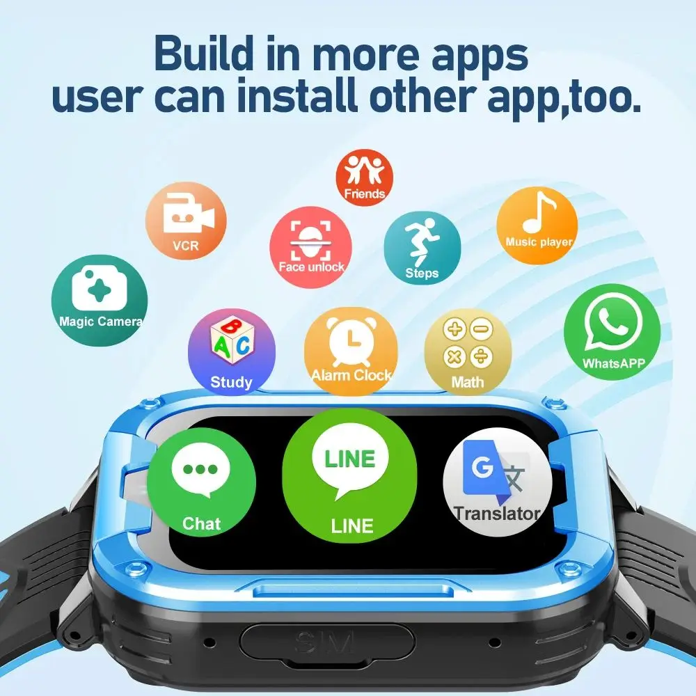 ساعة Getfitsoo 4G الذكية GPS WIFI مكالمة فيديو SOS للأطفال ساعة ذكية مع شاشة كاميرا ومتتبع موقع الهاتف واتساب