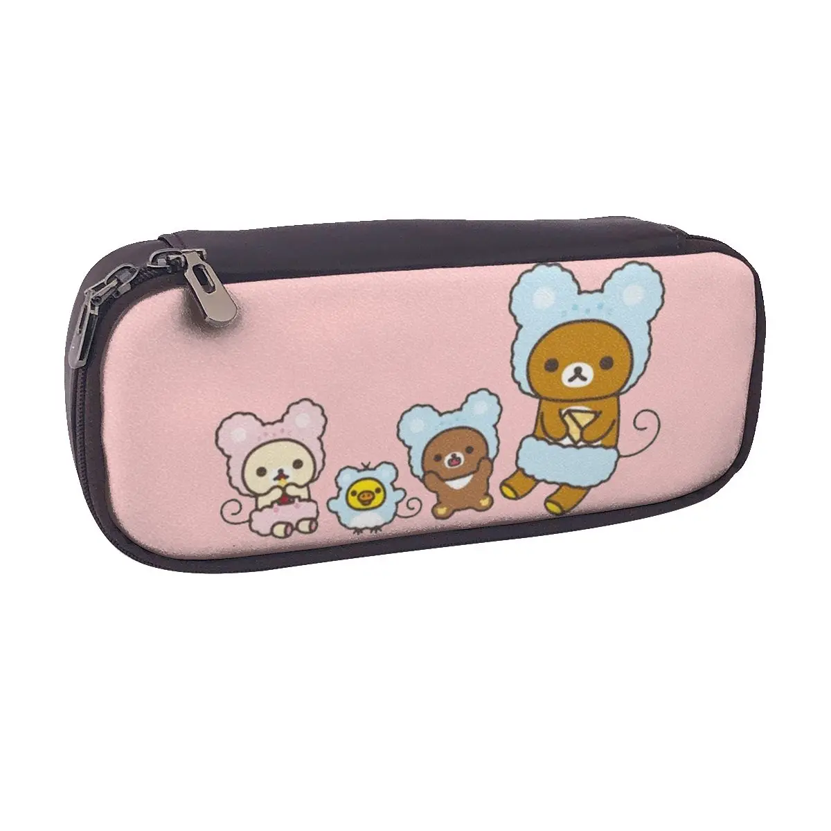 Rilakkuma Sakura Leather Pencil Case for Studen Gifts Pen Box Pencil Bag Stationery Supplies Pen Holder Bag