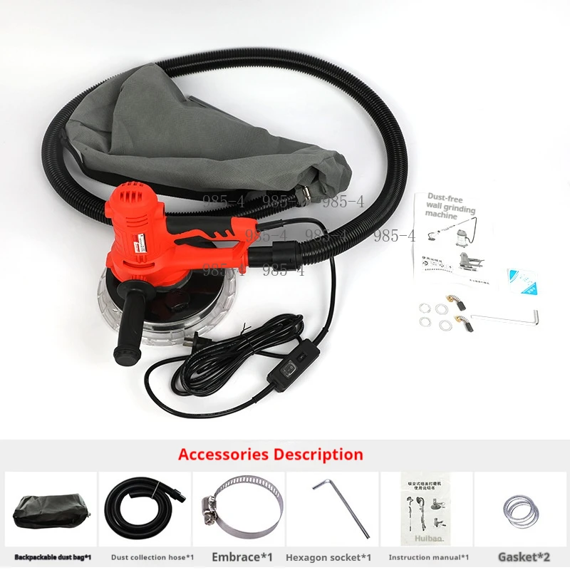 Wall Putty Polisher Hand Grinder LED Double Light Dustless Drywall Sander Grinding Machine