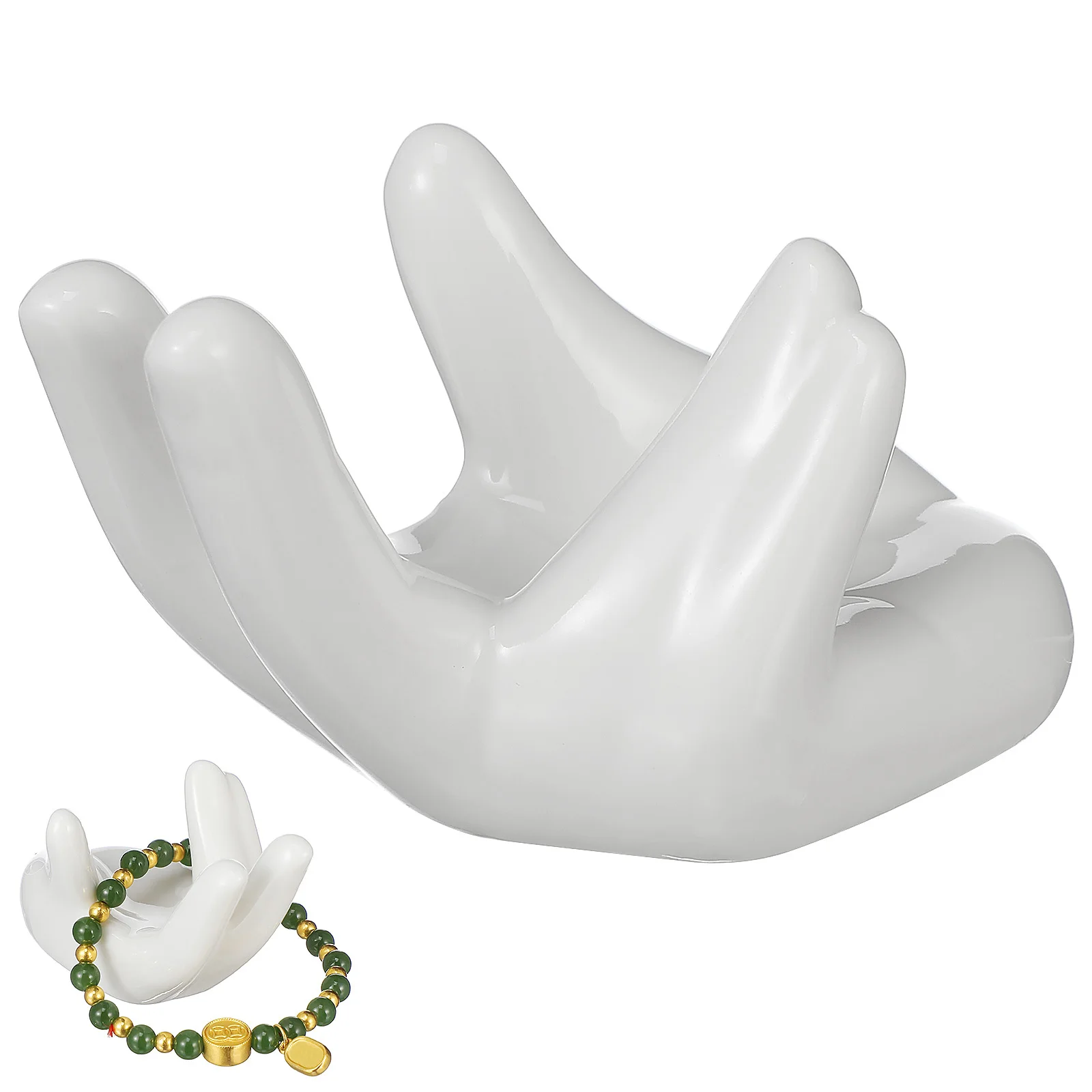 

Ceramics Hand Shaped Jewelry Holder Elegant Desktop Decor Smooth Texture Strong Durable Holiday Gift Ceramics Hand