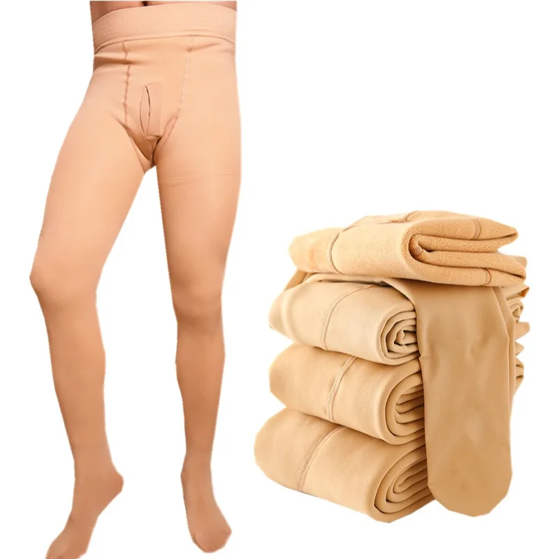 

50-80 Men Pantyhose Plus Velvet Padded Base Stockings Set Flesh Color Tight Size Warm Skin Winter Light Leg Artifact New Design