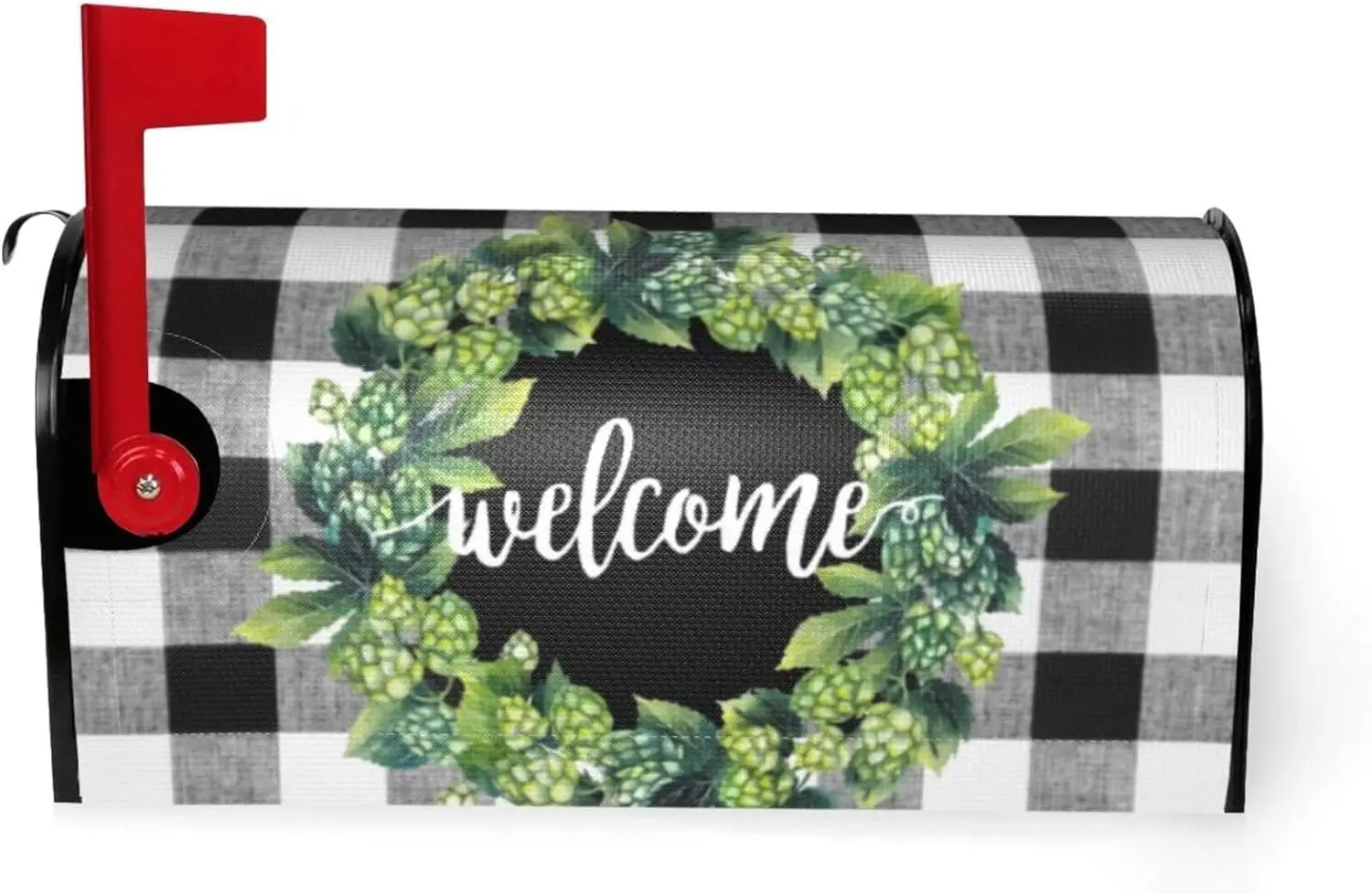 Mailbox Covers Magnetic Welcome Box Wreath Mailbox Cover Magnetic Buffalo Plaid Garden Yard Home Green Decor for Outdoor Standar