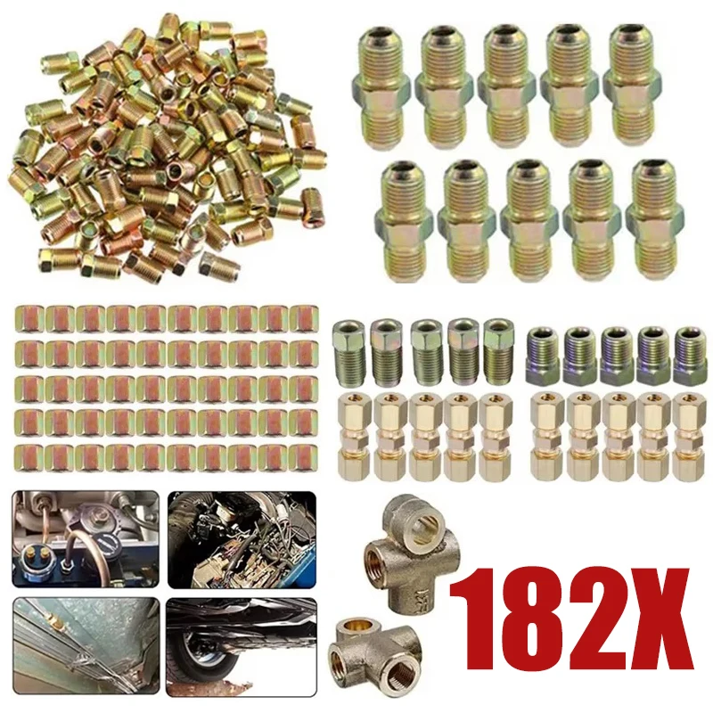 

182X тормозной шланг, соединители для труб, гайки, комплекты фитингов, винт, переходник «папа-мама», 3-ходовой, 10 мм x 1 мм, 3/8 дюйма, 7/16 дюйма, метрические гайки