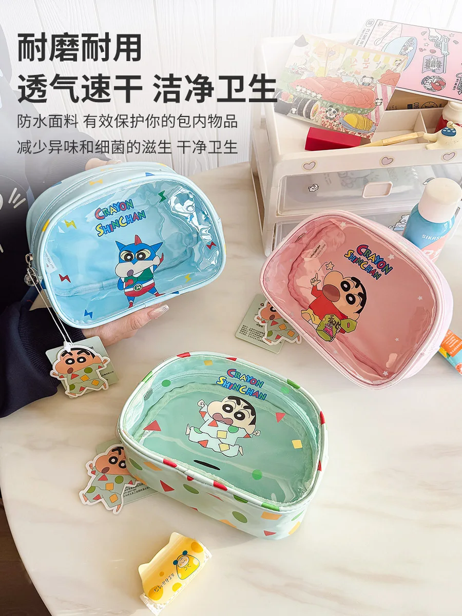 

Crayon Shin-chan Cosmetics Bag Cartoon Anime Women Large Capacity Portable Visible Makeup Bag Travel Transparent Toiletry Bag