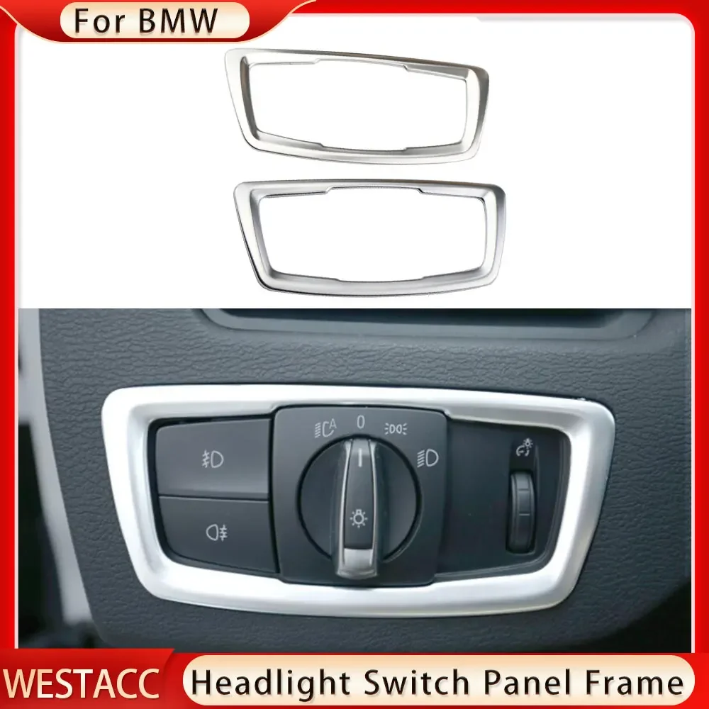 Car Headlight Switch Button Frame Cover Trim for BMW X1 F48 2016 2017 2018 2019 2020 X2 F39 Decoration Sticker Accessories