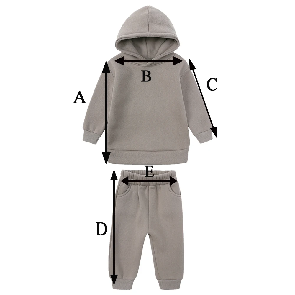 2 stücke Jungen Mädchen kinder Fleece Kleidung Outwear Sets Herbst Winter Kinder Mit Kapuze Sweatshirt Trainingsanzug Sportwear Anzug Für 2-12Y – Detail 2