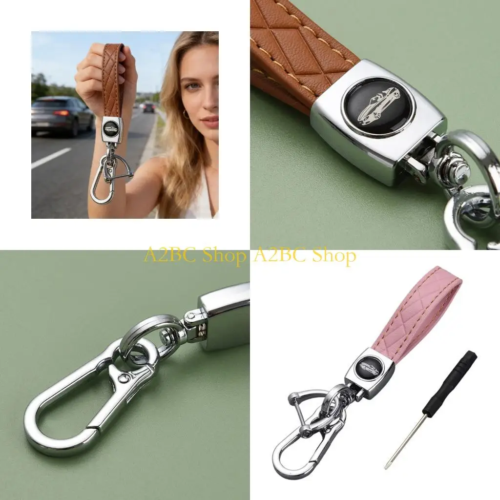 A2BC Braided with Metal Components Handwoven PU Rings for Key & Decors