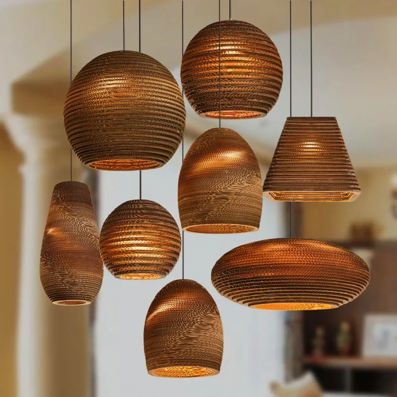 2026 Southeast Asia Chandeliers Paper Lampshade Pendant Lights Home Decor Lamp Kraft Paper Honeycomb Pendant Light For Restauran