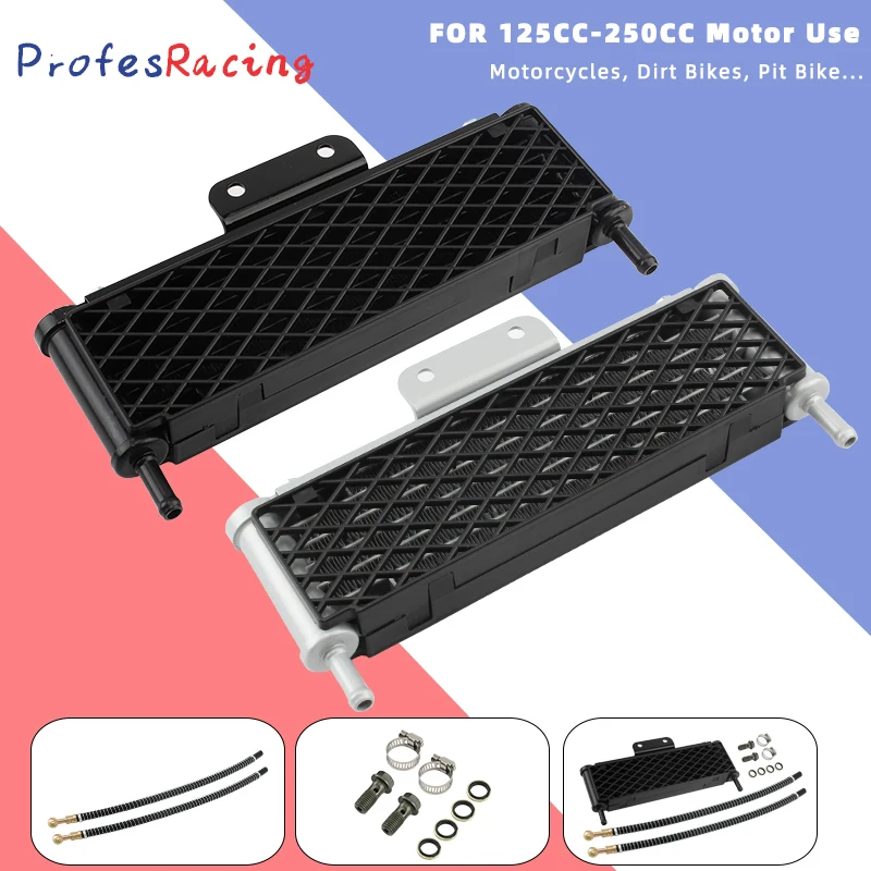 

Motorcycle Oil Radiator Universal 5 Row Oil Cooler M8 M10 For KTM 50cc to 125cc Honda Kawasaki Enduro Motocross Pocketbike Parts