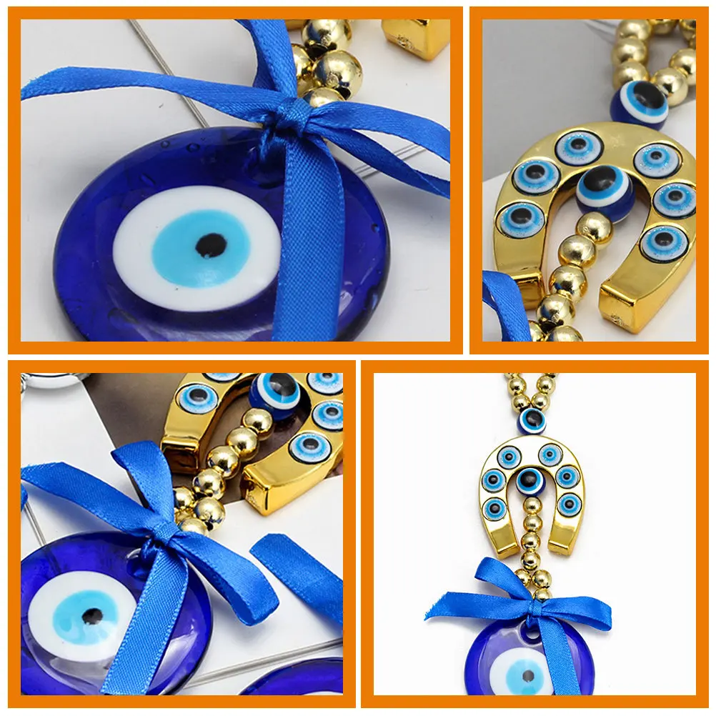 Evil Eye Car Charm Hanging Ornament Rearview Mirror Decor Turkish Style Glass Ornament Protection Blessing Decor