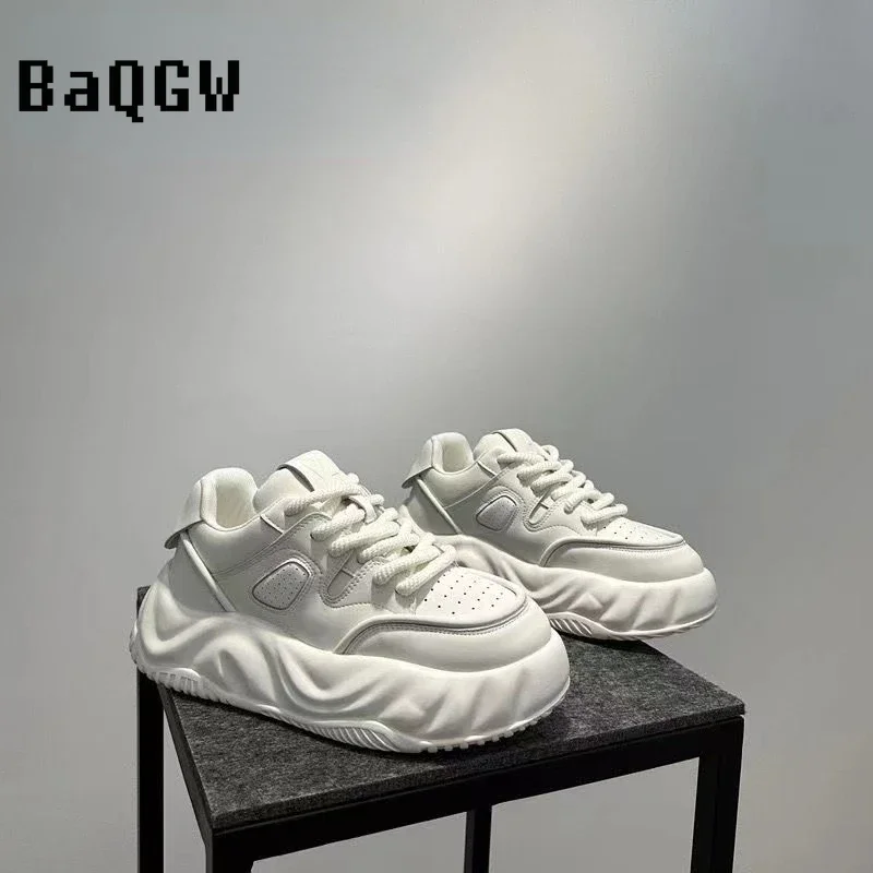 Chunky Sneakers Designer Men Running Shoes Fashion Casual Leather Breathable Height Increased Flat Platform Board Shoes