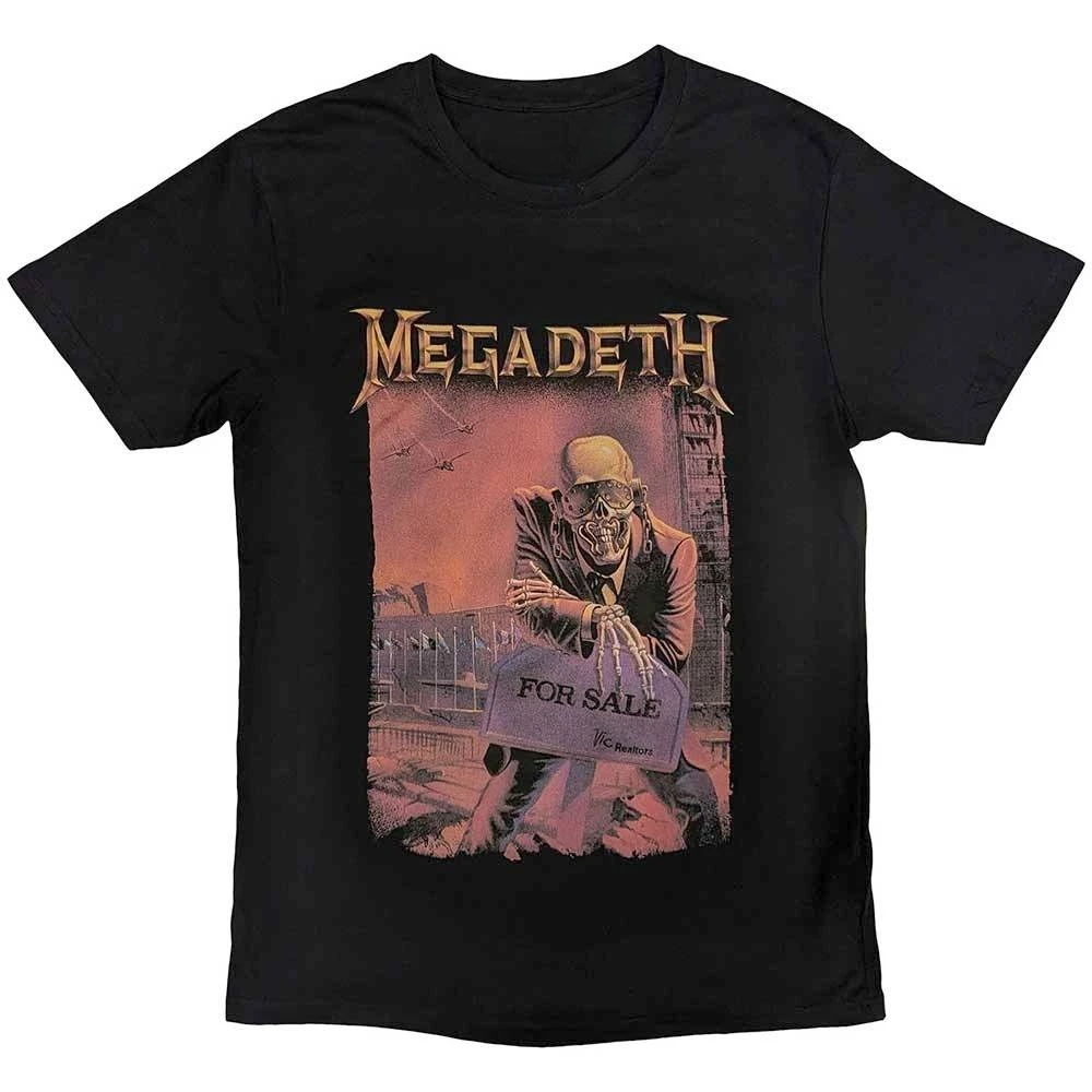 

Megadeth Peace Обложка альбома с узором Периферийный принт Летние элитные брендовые хлопковые мужские и женские футболки с короткими рукавами