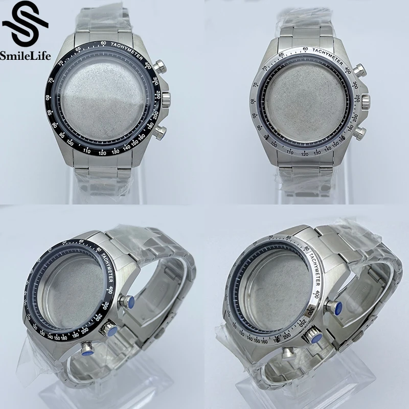 SmileLife 39mm Watch Case Stainless Steel Oyster Strap Mineral Glass Modify for VK63 Movement 29.8MM Dial