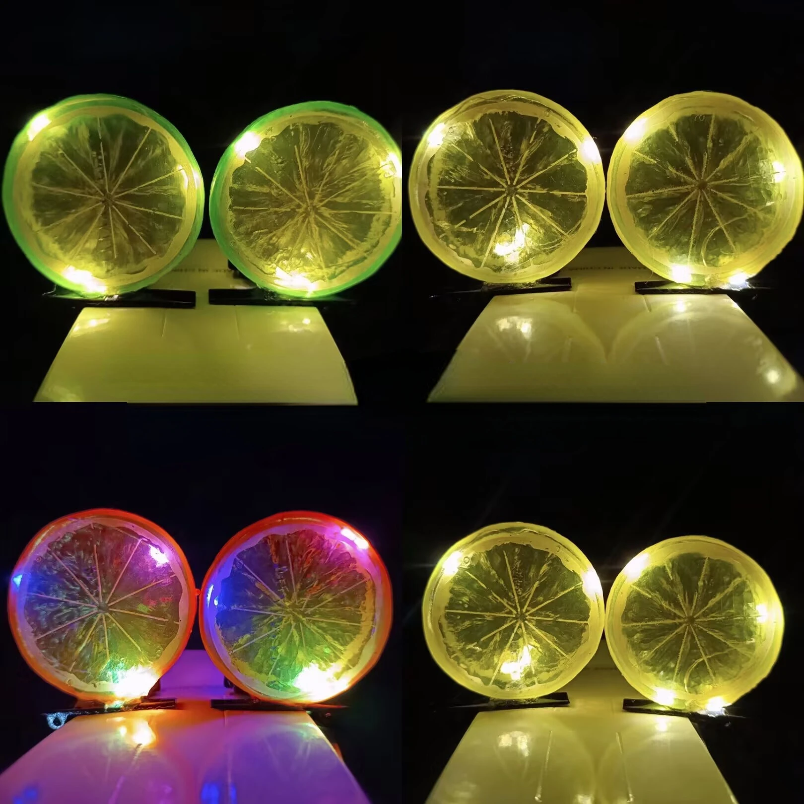 10 Pair Simulation Light Up LED Luminous Lemon Hair Clip Fruit Clips Sweet Children Girls Kids Birthday Gift