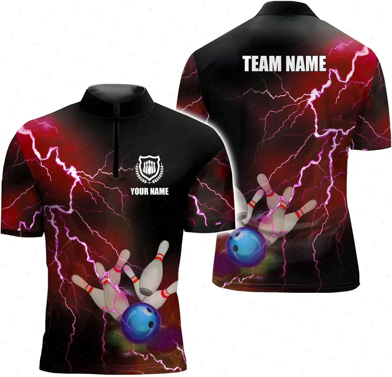 Custom Name Mesh Breathable Bowling Flame Ball Graffiti Vintage 3DPrint Harajuku Summer Short Sleeve Zipper Polo Jersey Shirts Y