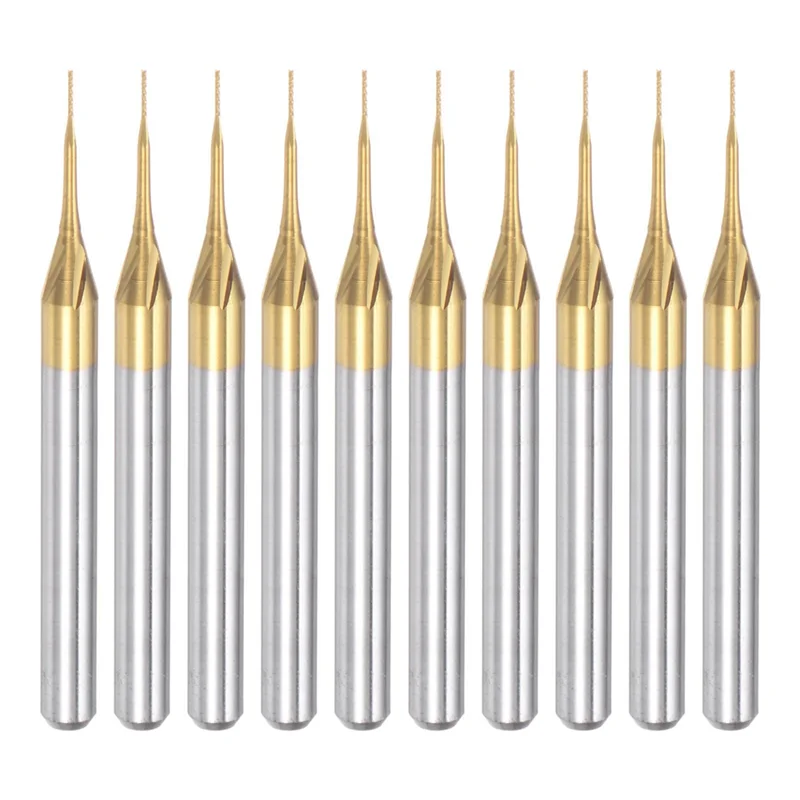 

Y42A-10PCS Titanium Coat Carbide End Mill Engraving Milling Cutter CNC Router Bits For PCB Machine, 1/8 Inch Shank